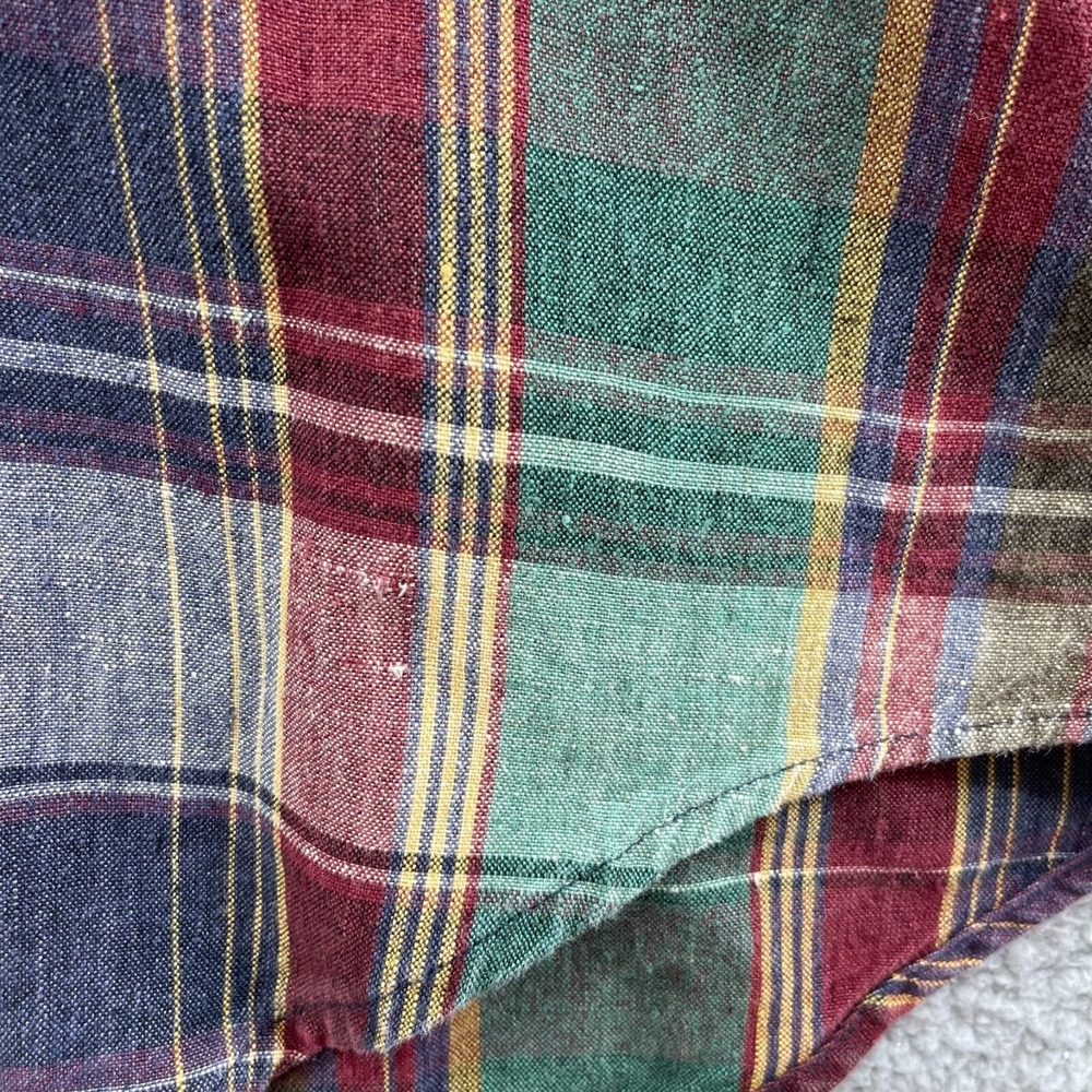 Tommy Hilfiger Shirt Large Button-Down Men's Purple Blue Green Red Plaid‎ - Picture 6 of 15